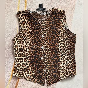 Fu Da 100% Fine Silk Leopard Top Size Petite Small